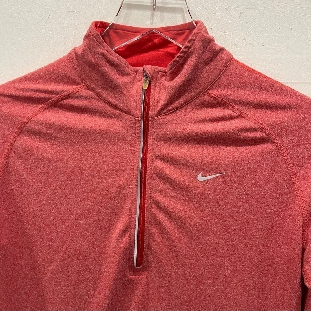 Nike Dri-Fit Long Sleeve Orange Half-Zip Mock Neck Pullover Medium
